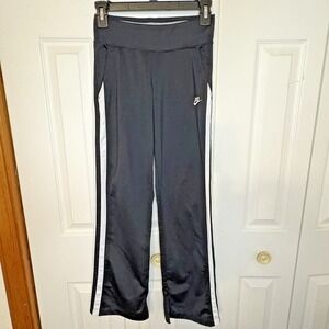 Nike Girls‎ Track Pants Large Athletic Black Swoosh Logo Trim Just Do It Pockets